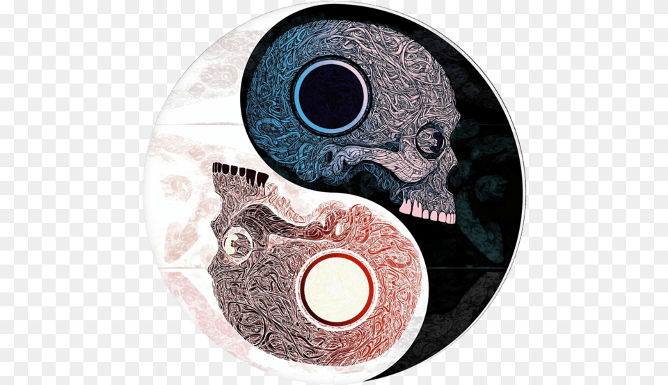 Skull Pop Grip Yin Yang, Art, Pattern, Plate, Disk Png Image