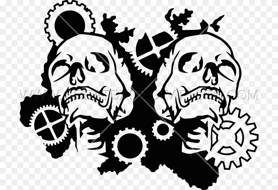 Skull Production Ready Artwork Skull Gears, Green, Art, Graphics, Pattern Free Png Download