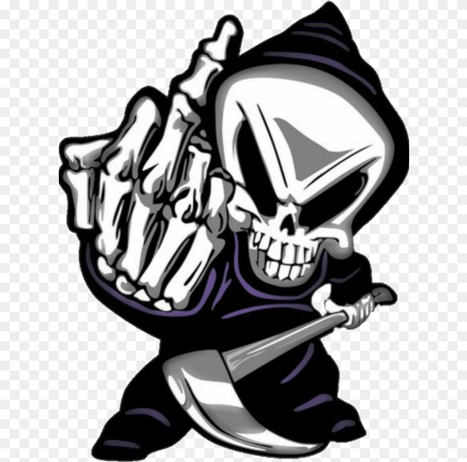 Skull Reaper Cuss Dirty Skull Middle Finger, People, Person, Stencil Png Image