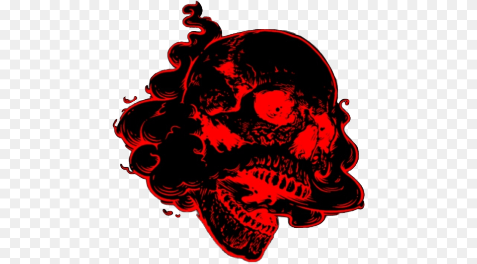 Skull Red Black Skulls Smoke Smokey Dead Bones Freetoed Red Smoke Skull, Art, Accessories, Person, Maroon Free Png Download