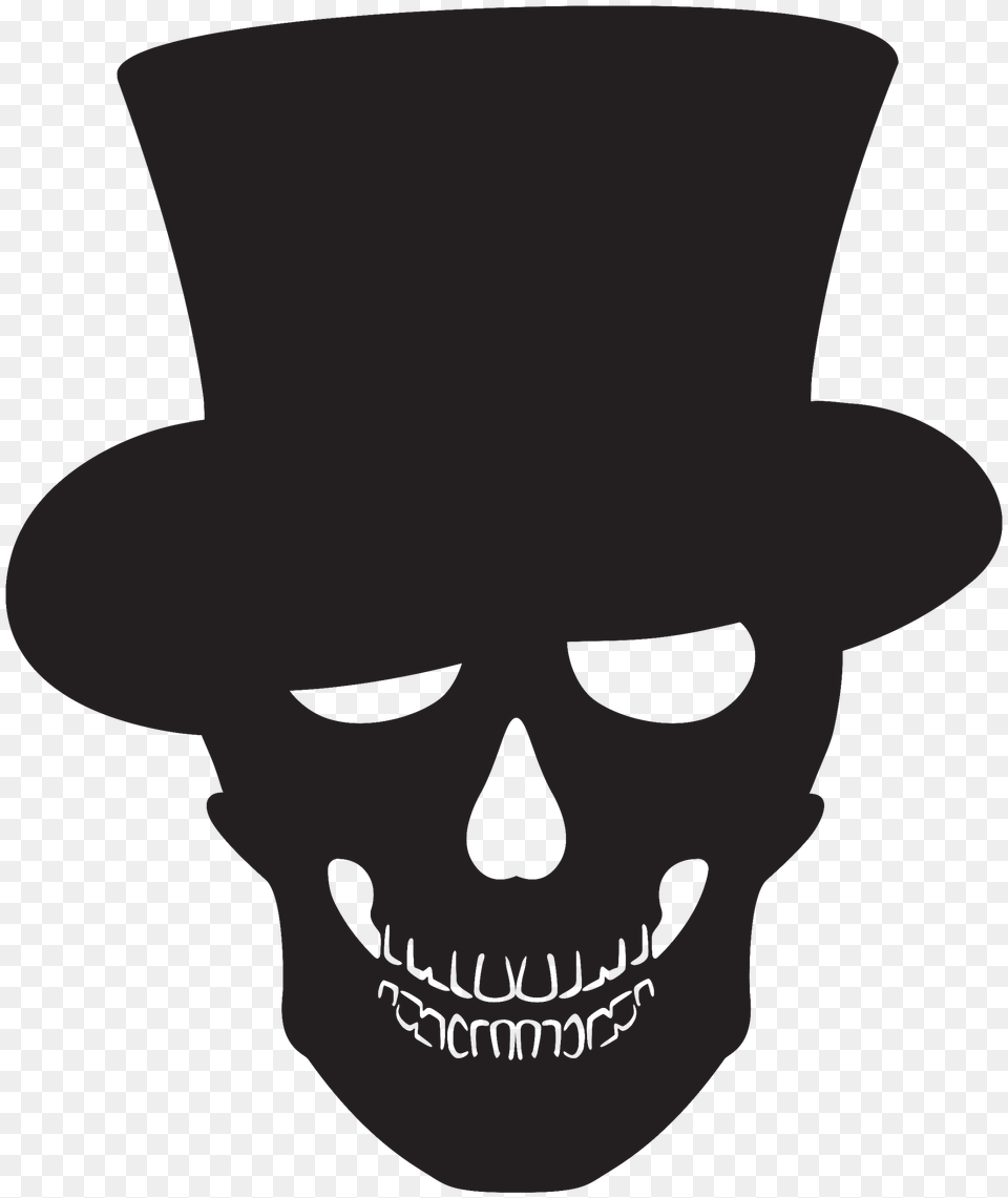 Skull Skeleton Silhouette Halloween Ftestickers, Stencil, Clothing, Hat, Person Free Png