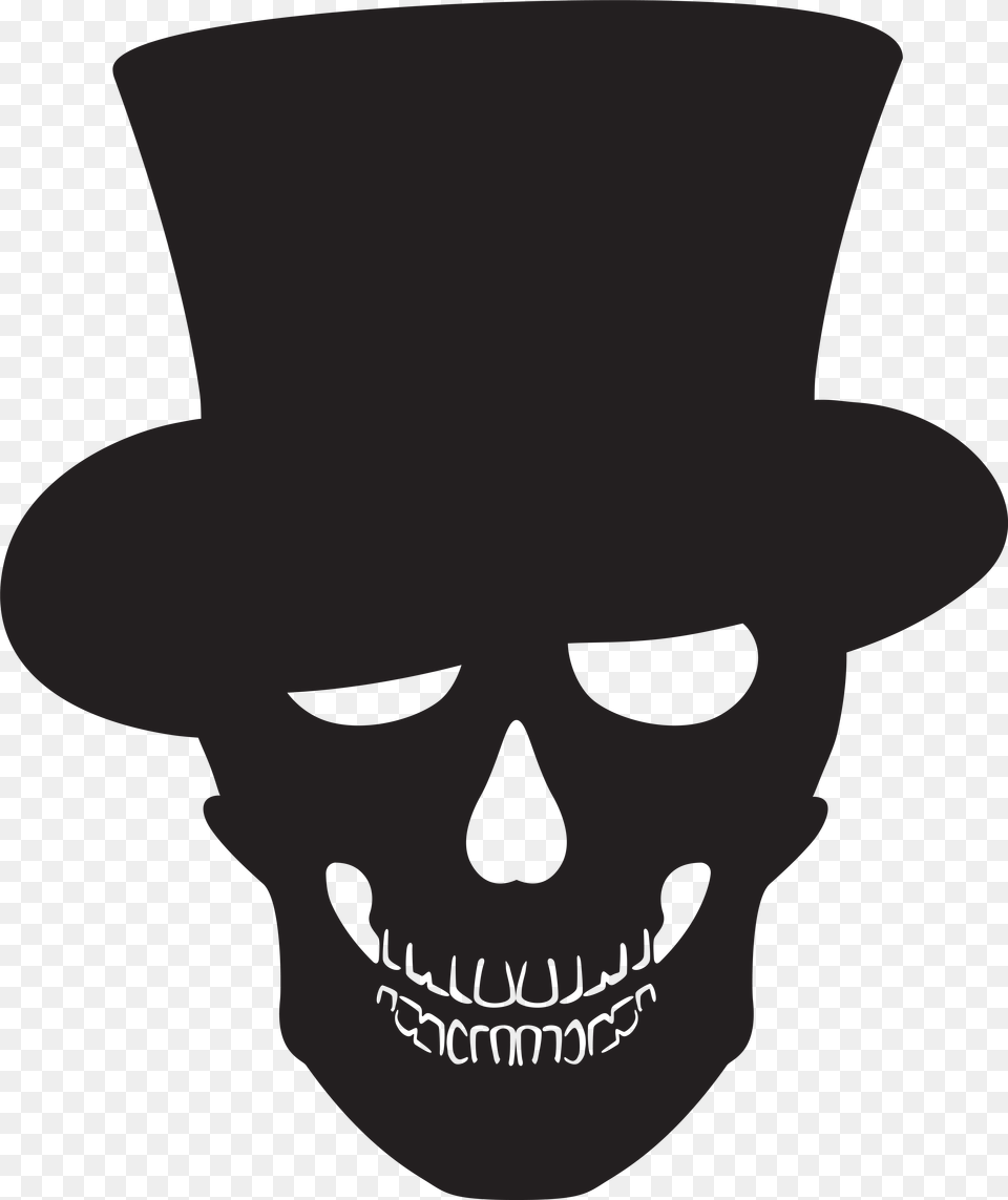 Skull Skeleton Silhouette Halloween Ftestickers Day Of The Dead Silhouette, Stencil, Clothing, Hat, Person Free Png Download