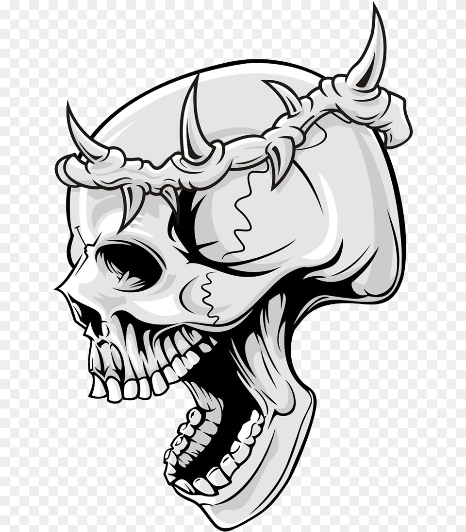 Skull Skull With Thorn Crown, Art, Drawing, Baby, Person Png