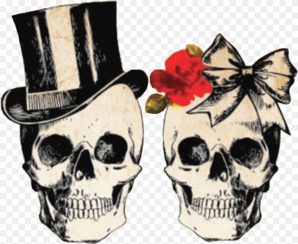 Skull Skulls Couple Man Woman Husband Wife Bow Halloween Retirement Party, Hat, Clothing, Wedding, Person Png