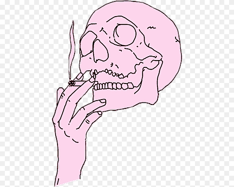 Skull Smoke Tumblr Pink Skullsmoke Aesthetic Pink Skeleton Smoking, Baby, Person, Body Part, Mouth Free Transparent Png