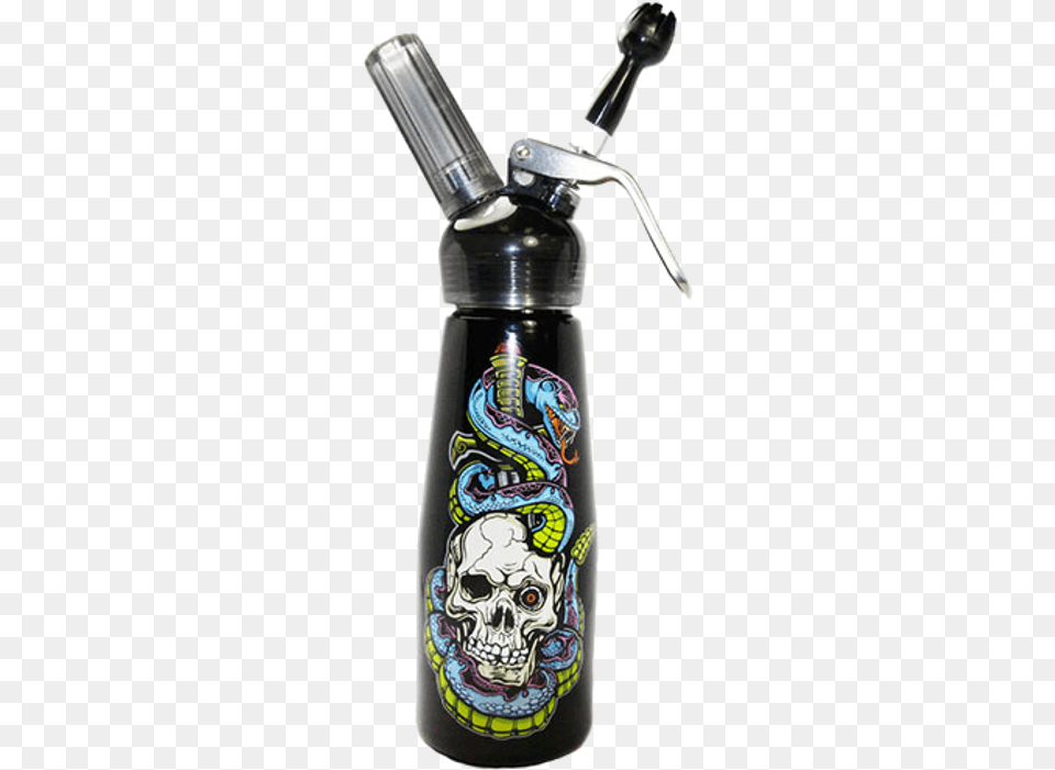 Skull Snake 1 Pint Suede Aluminum Dispenser Water Bottle, Shaker, Smoke Pipe, Cutlery, Spoon Free Transparent Png