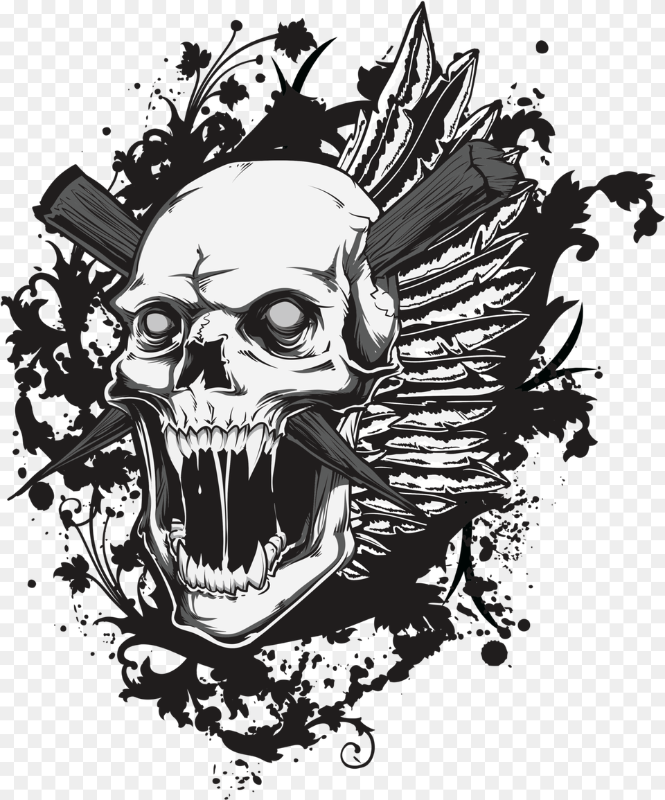 Skull T Shirt Designs, Face, Head, Person, Art Free Png