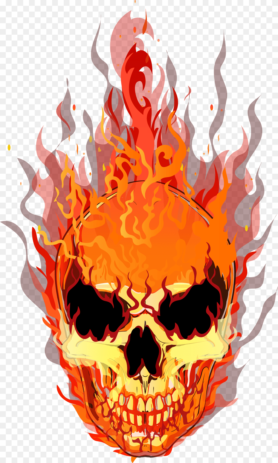 Skull T Shirt Fire Flame Fire Skeleton Logo, Bonfire Png Image