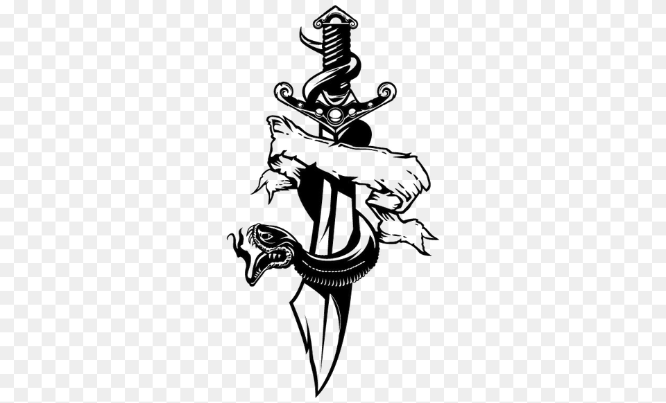 Skull Tattoo Photo Arts, Blade, Dagger, Knife, Weapon Png Image
