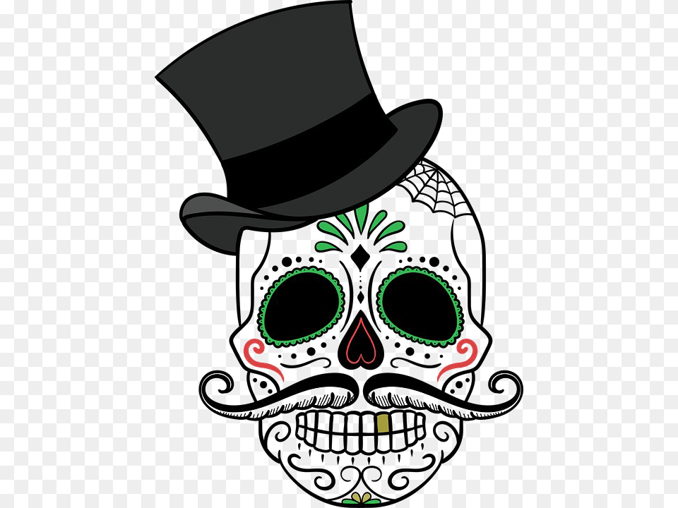Skull Tattoo Transparent Sugar Skull With Hat, Clothing, Nature, Outdoors, Snow Png