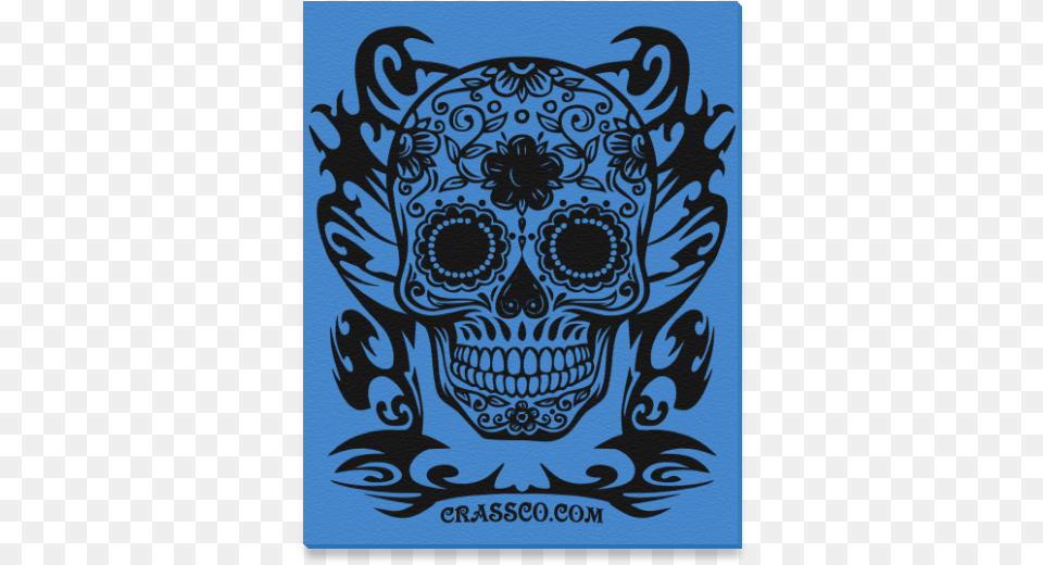 Skull Tribal Blue Canvas Print 16 X20 Skull, Emblem, Symbol, Art, Painting Free Transparent Png