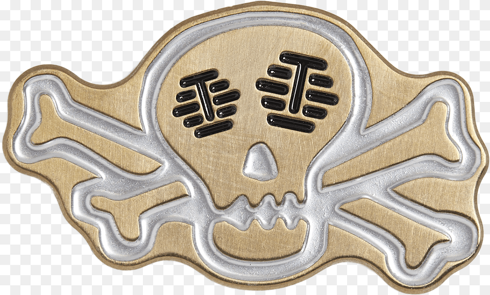 Skull U0026 Bones Gold Flame Icon Ball Marker U2013 Studio B Automotive Decal, Accessories, Buckle, Logo, Badge Png Image