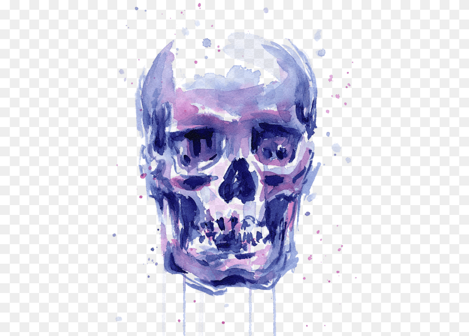 Skull Watercolor, Art, Purple, Person, Face Free Png