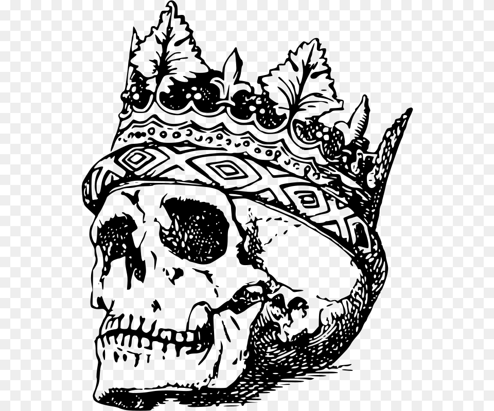 Skull Wearing Crown Skull Crown, Gray Free Png Download