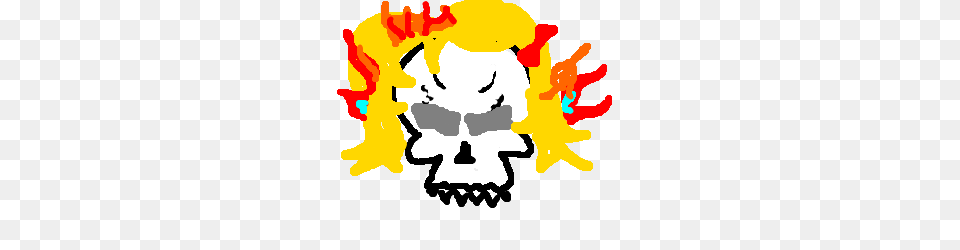 Skull With Blonde Wig Bursts Into Flames, Baby, Person, Face, Head Png