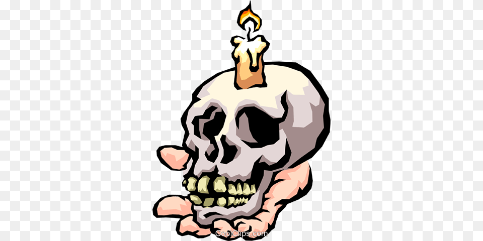 Skull With Candle Royalty Vector Clip Art Illustration, Adult, Male, Man, Person Free Png