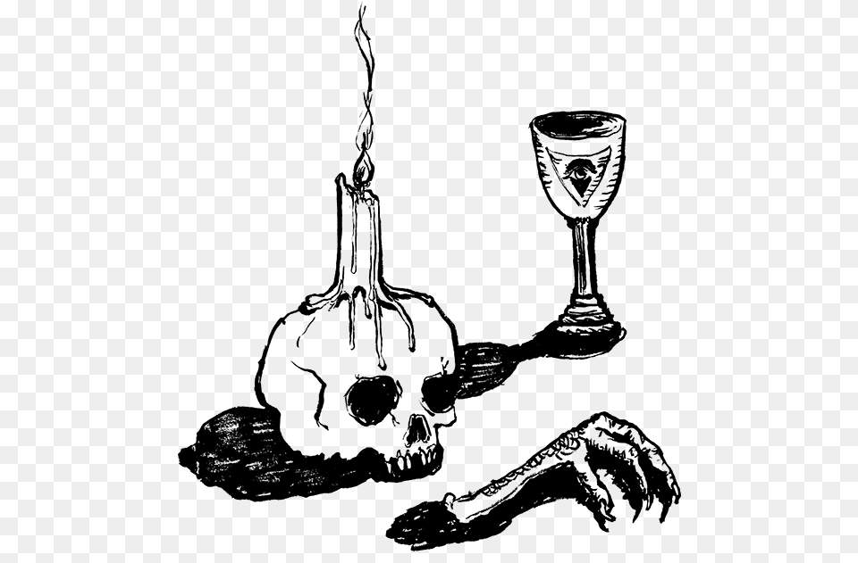 Skull With Candle Transparent, Gray Free Png Download