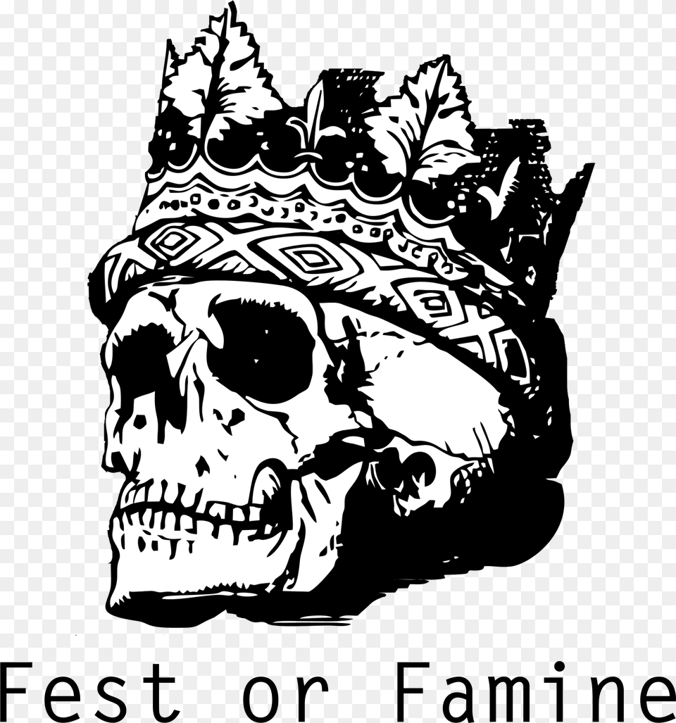 Skull With Crown Transparent, Stencil, Art, Accessories, Drawing Free Png Download
