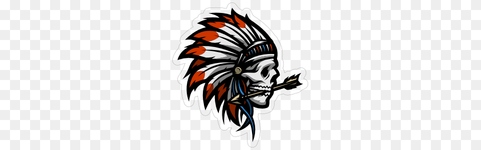 Skull With Headdress And Arrow Sticker, Baby, Person, Art, Face Png Image