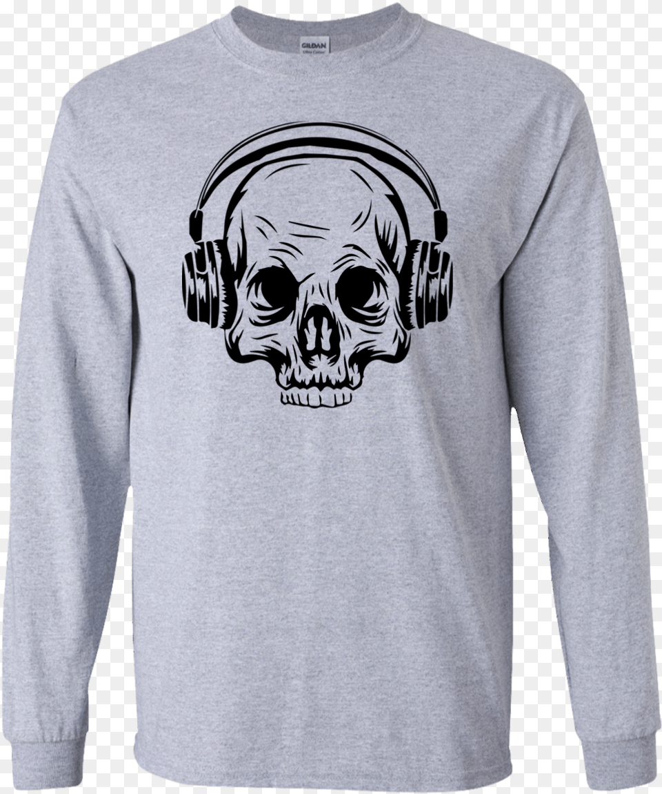 Skull With Headphones, T-shirt, Clothing, Sleeve, Long Sleeve Png