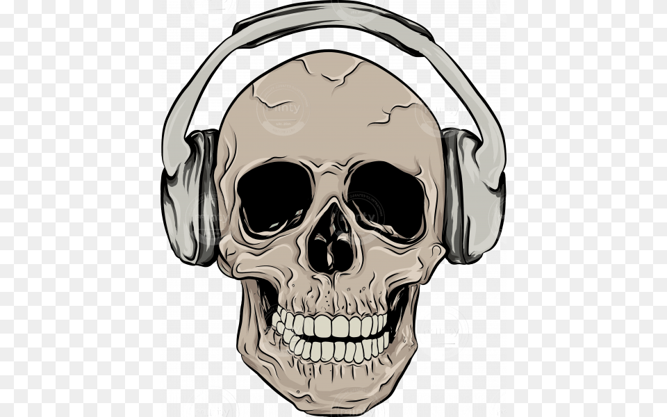 Skull With Headphones, Electronics, Adult, Male, Man Png