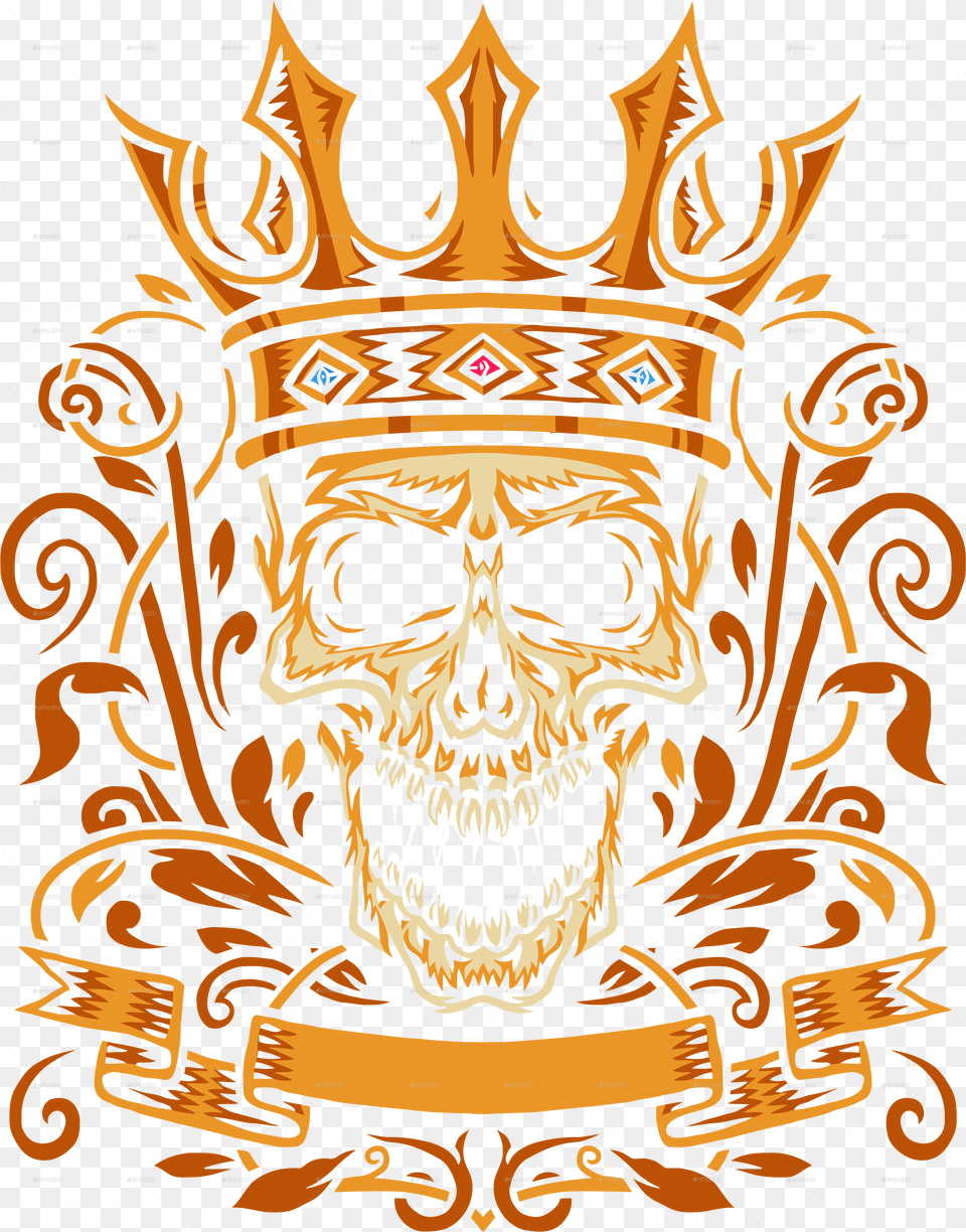 Skull With King Crown Illustration, Emblem, Symbol, Accessories, Dynamite Free Png Download