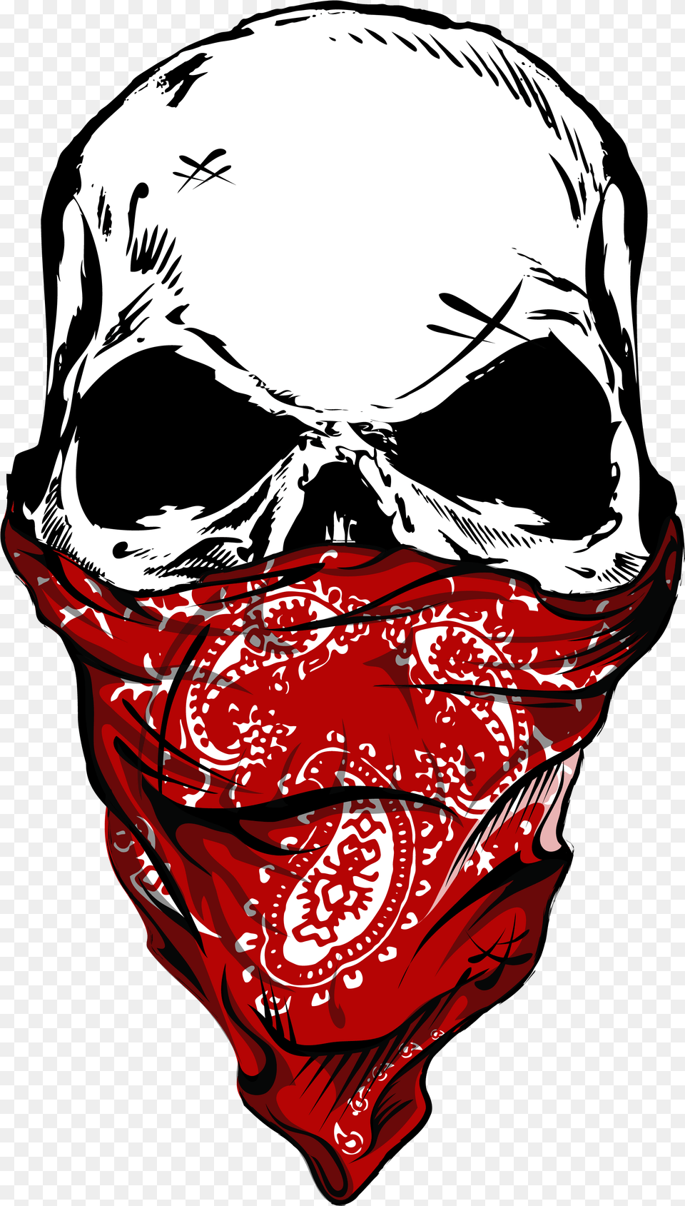 Skull With Red Bandana, Accessories, Headband, Adult, Male Png