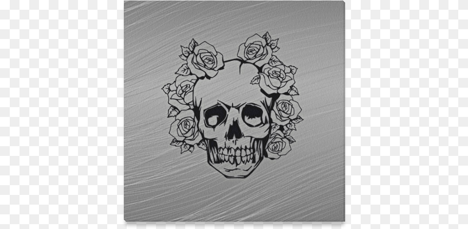 Skull With Roses Canvas Print 16 X16 Disegni Facili Da Disegnare, Art, Drawing, Flower, Plant Free Transparent Png