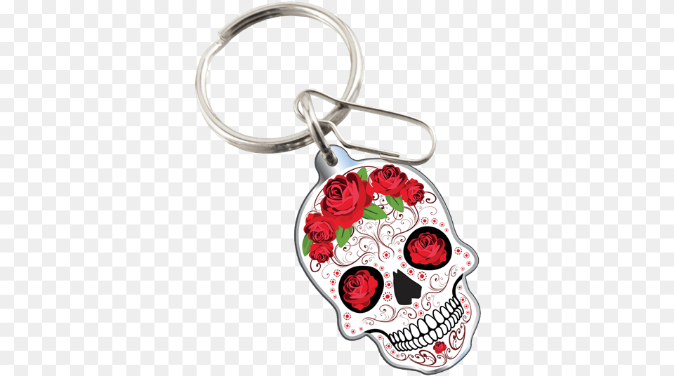 Skull With Roses Key Chain Vintage Disney Key Chains, Accessories, Flower, Plant, Rose Free Png