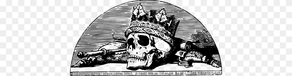 Skull With Wheel Of Time Sticker, Gray Png