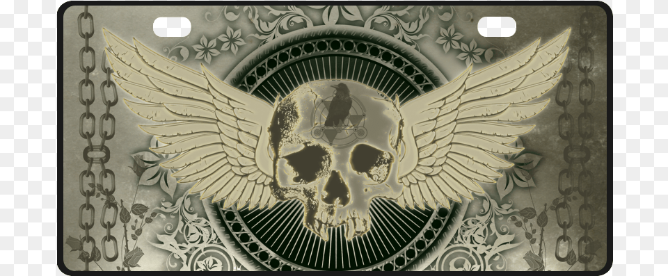 Skull With Wings And Roses On Vintage Background License, Emblem, Symbol, Logo, Animal Png