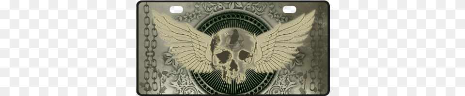 Skull With Wings And Roses On Vintage Background License Awesome Skull With Wings On A Decorative Button Ya, Emblem, Symbol, Logo Free Transparent Png