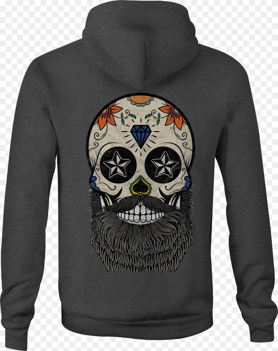 Skull Zip Up Hoodie Bearded Skull Tattoo Hooded Sweatshirt, Clothing, Knitwear, Sweater, Hood Png Image