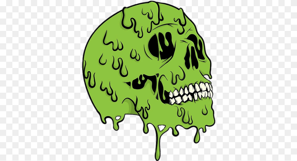 Skull Zombie Toxic Urban Cool Art Green Colors Sticker, Leaf, Plant Free Png