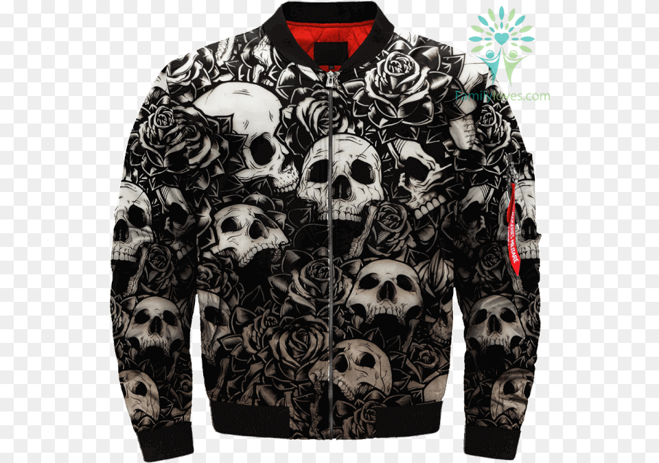 Skulls And Roses Over Print Jacket Tag Familyloves Jacket, Sweatshirt, Sweater, Knitwear, Hoodie Png