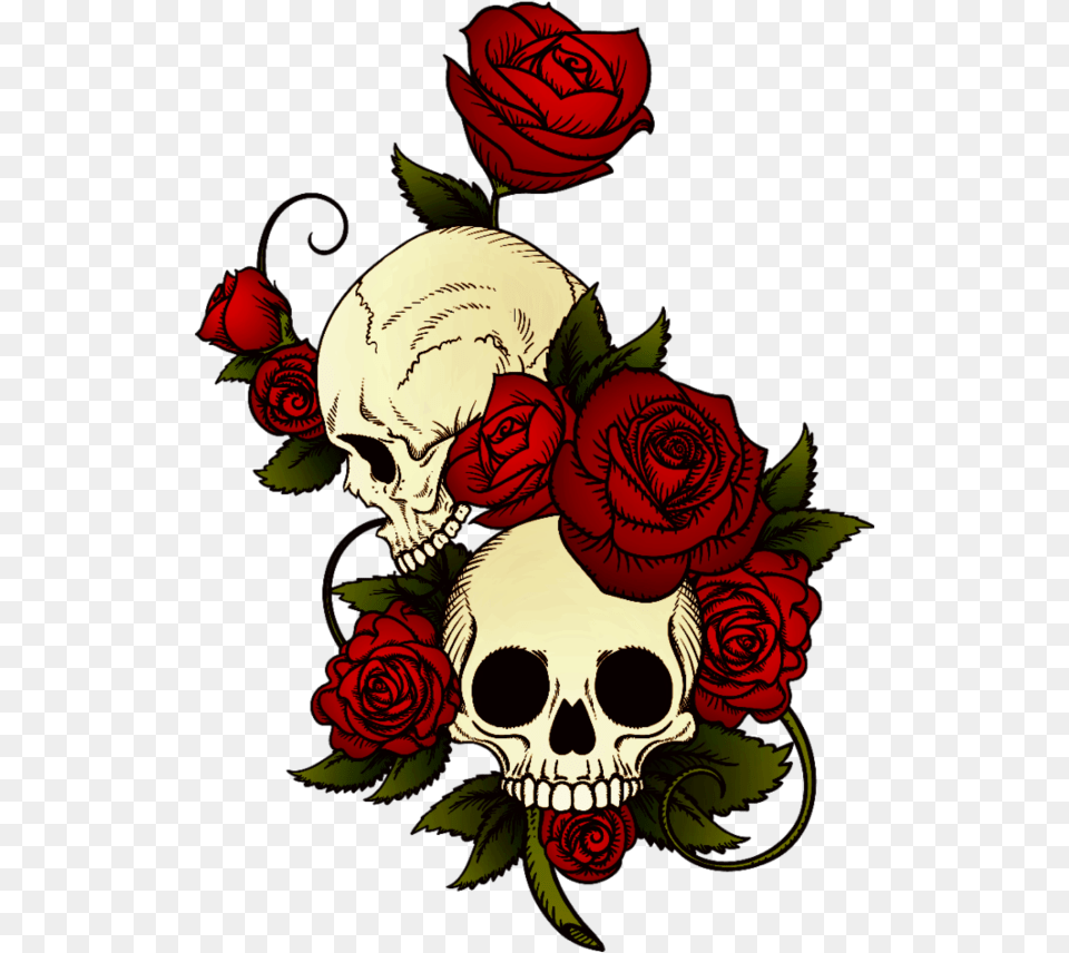Skulls Roses Tattoo Skulls And Roses Drawing, Art, Plant, Pattern, Graphics Free Png