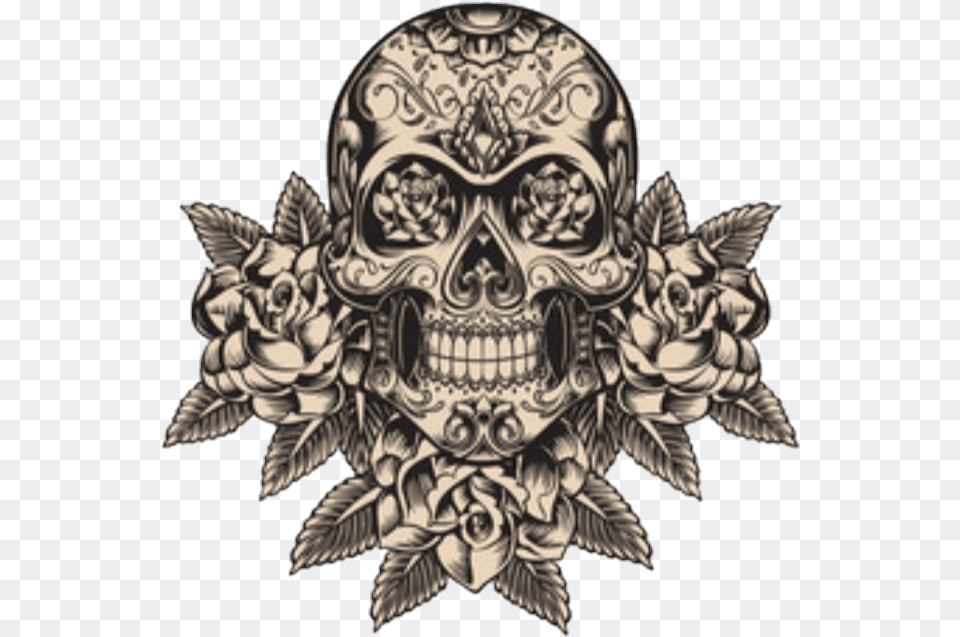 Skulls Tattoos Sticker By Tattoo Design Skull And Rose, Emblem, Symbol, Art, Accessories Free Png
