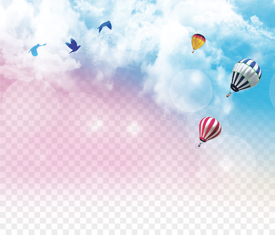 Sky Background Clouds Background With Hot Air Balloon, Animal, Bird, Aircraft, Hot Air Balloon Free Png