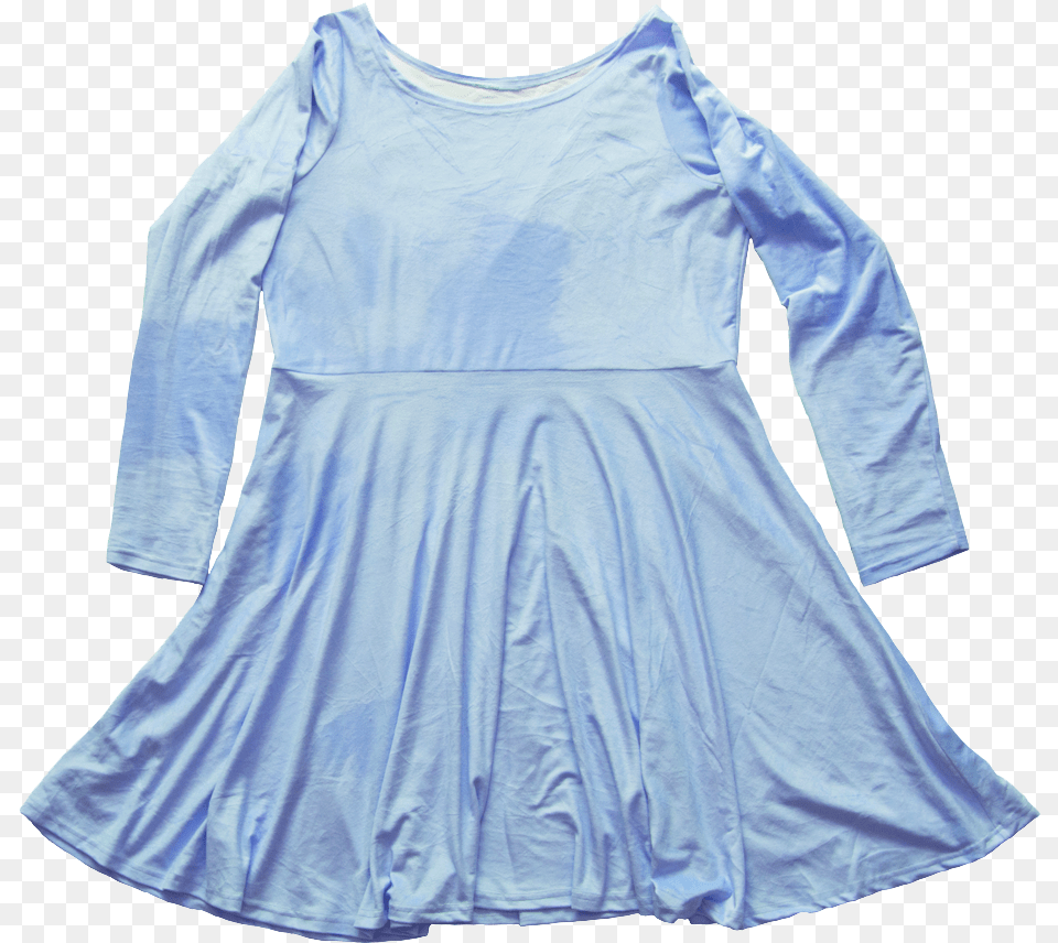Sky Blue Velvet Skater Dress Velvet, Clothing, Fashion, Long Sleeve, Sleeve Free Png