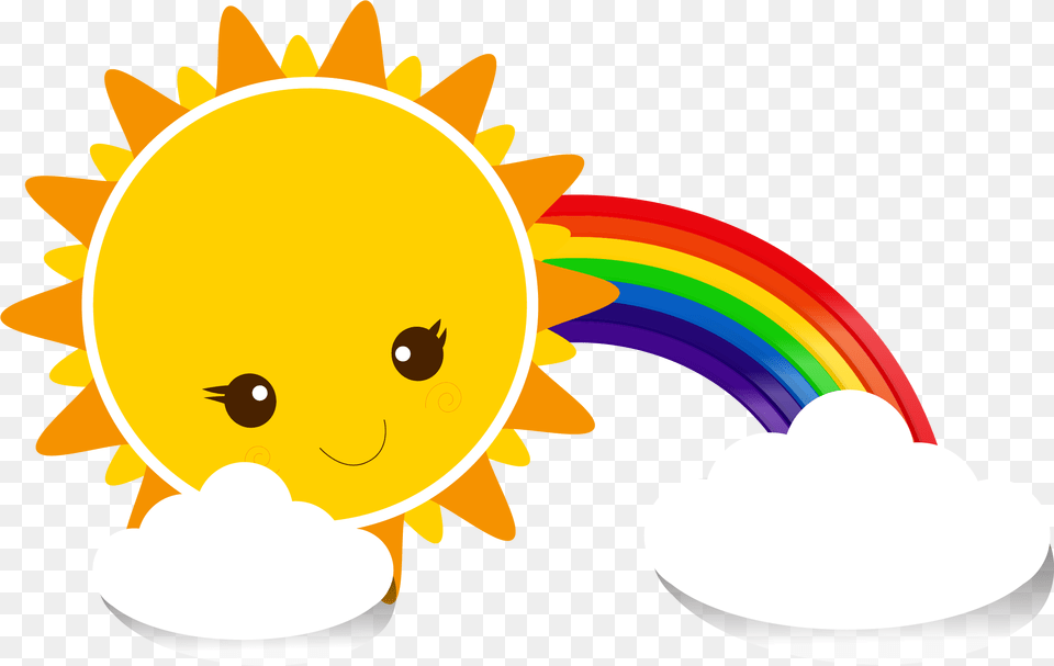 Sky Cartoon Yellow Rainbow With Cloud 2244x1418 Sun Cartoon, Nature, Outdoors, Daisy, Flower Png Image