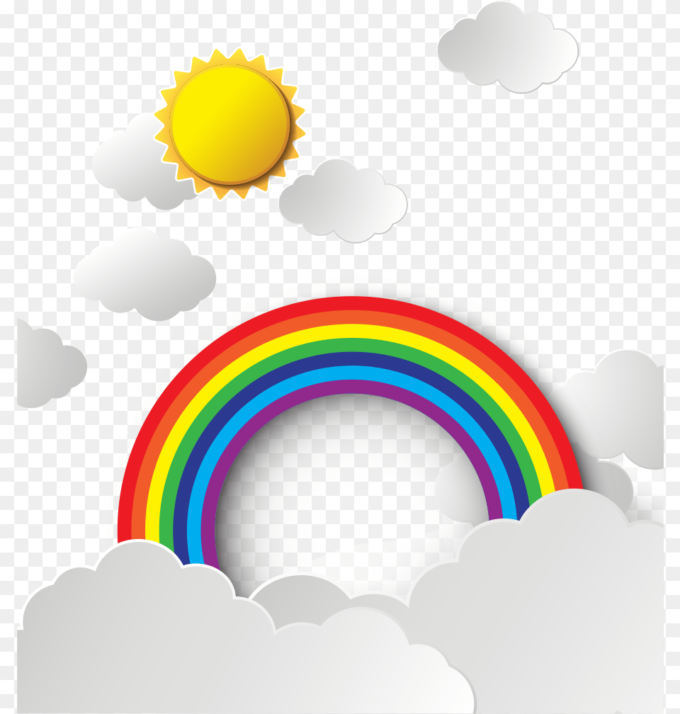 Sky Rainbow Cloud Sky Sun Rainbow Cartoon, Art, Graphics, Nature, Outdoors Free Png Download