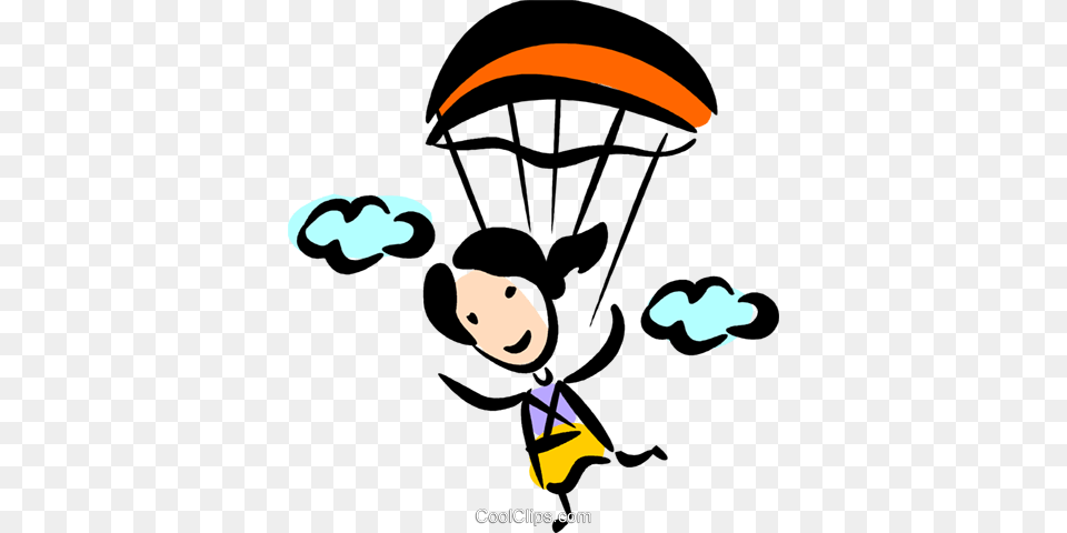 Skydiving Royalty Free Vector Clip Art Illustration, Parachute, Face, Head, Person Png Image
