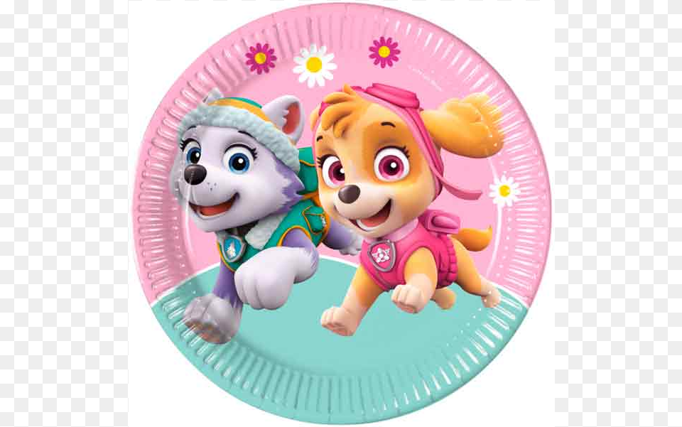 Skye Og Everest Paptallerken Paw Patrol 23 Cm 8 Stk Skye And Everest Paw Patrol, Toy, Baby, Person, Face Png Image