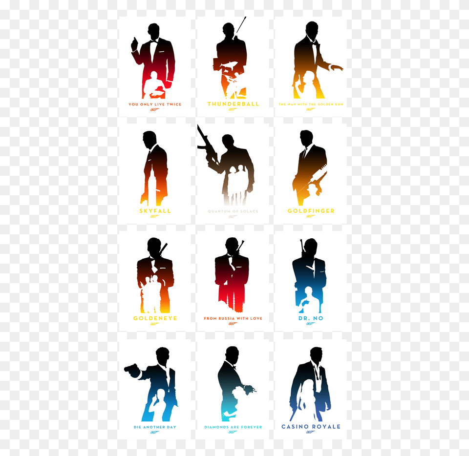 Skyfall And Other James Bond Films Minimalist Movie Posters, Silhouette, Person, People, Adult Free Transparent Png