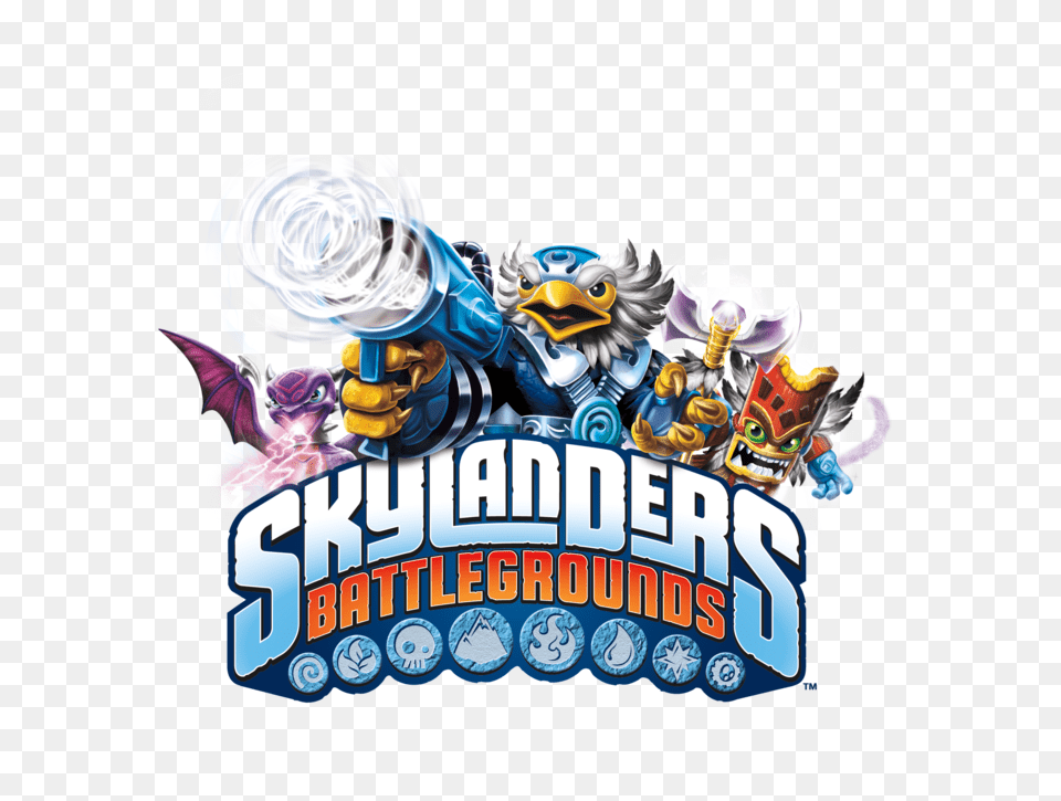Skylanders Battlegrounds Logo With Characters Skylanders Spyro39s Adventure, Art, Graphics, Carnival, Advertisement Png Image