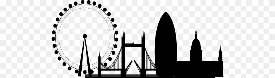 Skyline Clipart Black And White London Eye Line Drawing, Amusement Park, Fun, Ferris Wheel Free Png Download