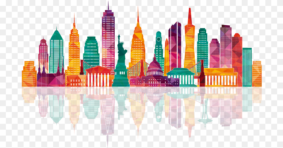 Skyline Clipart Colorful City New York, Art, Graphics, Collage, Pattern Free Png Download