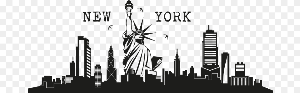 Skyline Drawing Pencil Silhouette Sketch Stencil New York Skyline Silhouette, City, Art, Adult, Wedding Free Transparent Png