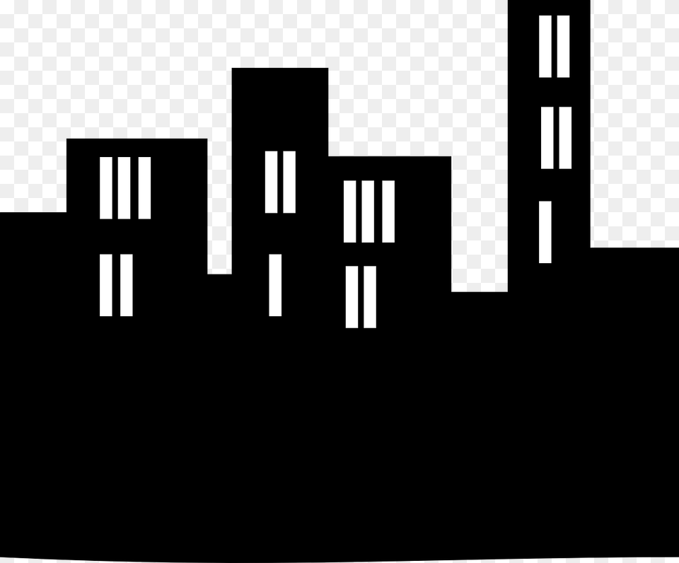 Skyline Night Buildings Buildings Clipart Black And White, Cutlery, Fork, Text, Lighting Free Transparent Png