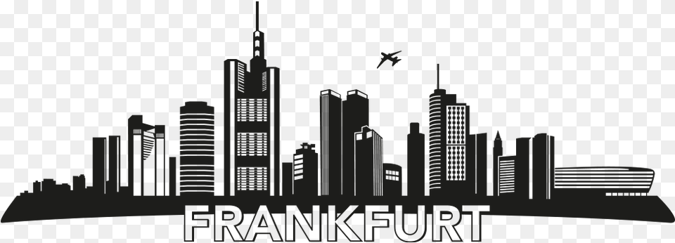 Skyline Plaza Frankfurt Wall Decal Metropolis Frankfurt Skyline Stencil, City, Urban, Architecture, Building Png